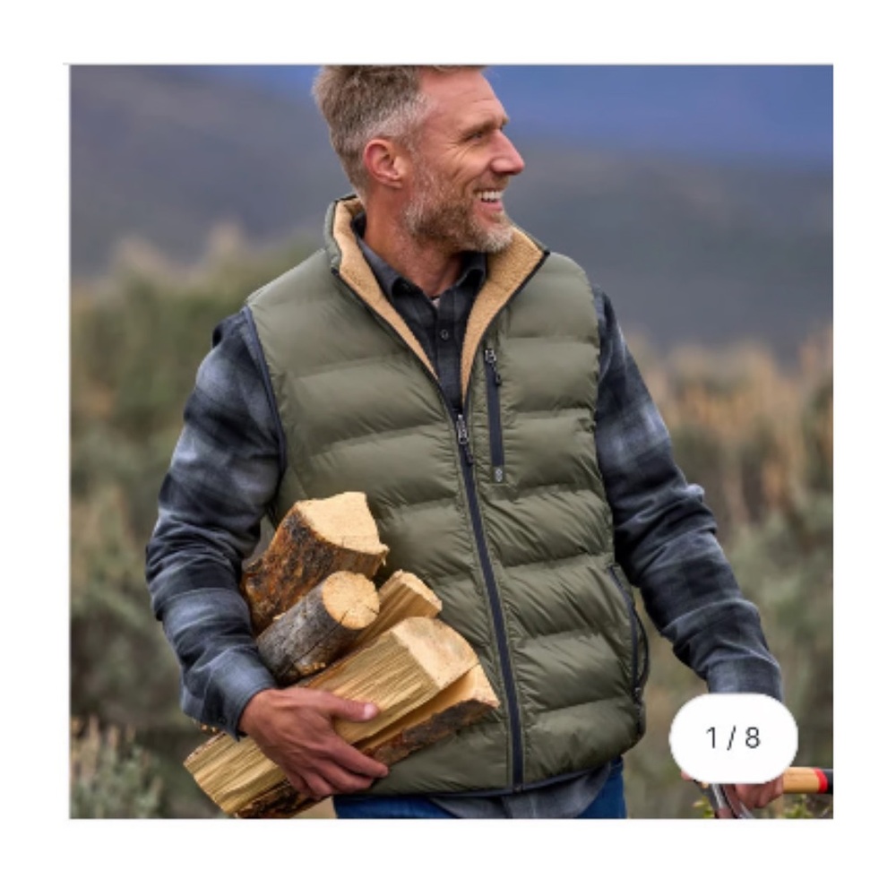 New nwot Free Country Mens Puffer Vest with Sherpa Lining